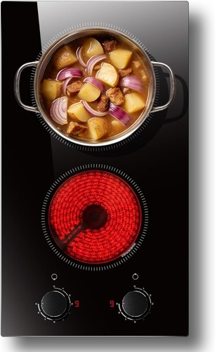 Double ceramic hob with knobs - ceramic,